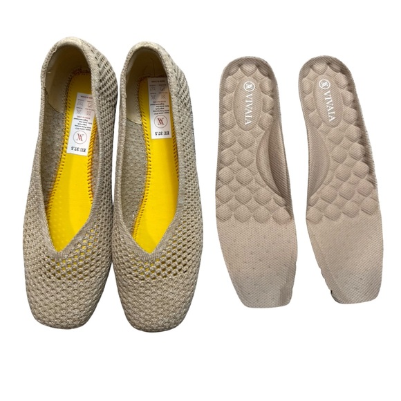 Vivaia Margot Walker Mesh Ballet Square Toe Flats V-Cut Almond Weave Size 37.5 - Picture 7 of 15
